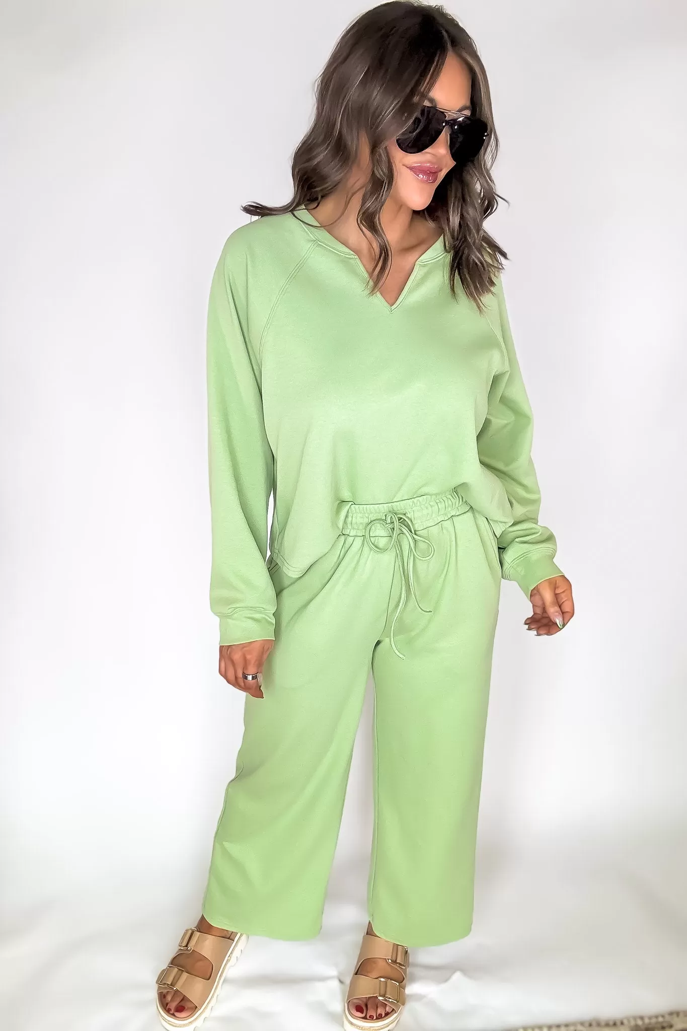 Relaxation Light Olive Drawstring Pants