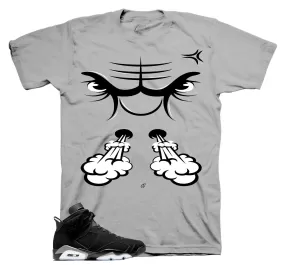 Retro 6 Metallic Silver Shirt - Raging Face - Grey