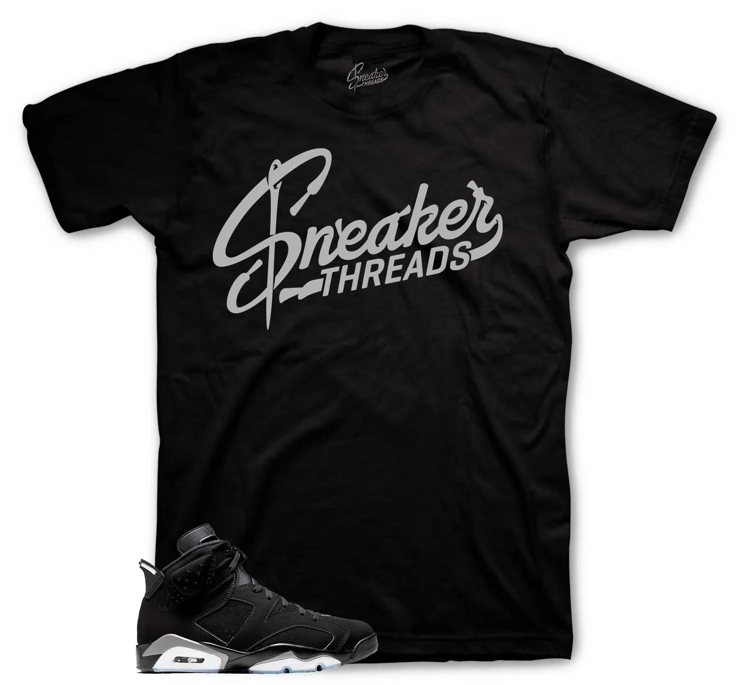 Retro 6 Metallic Silver Shirt - ST Logo - Black