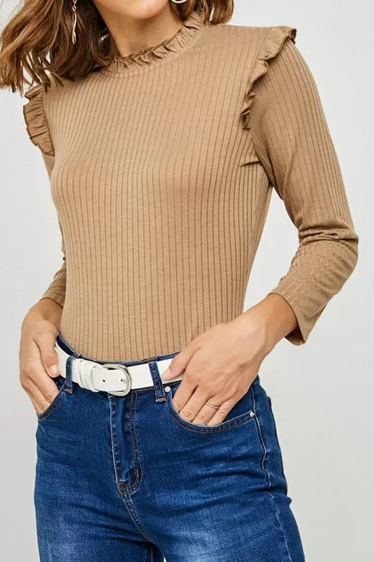 RIBBED MOCK NECK