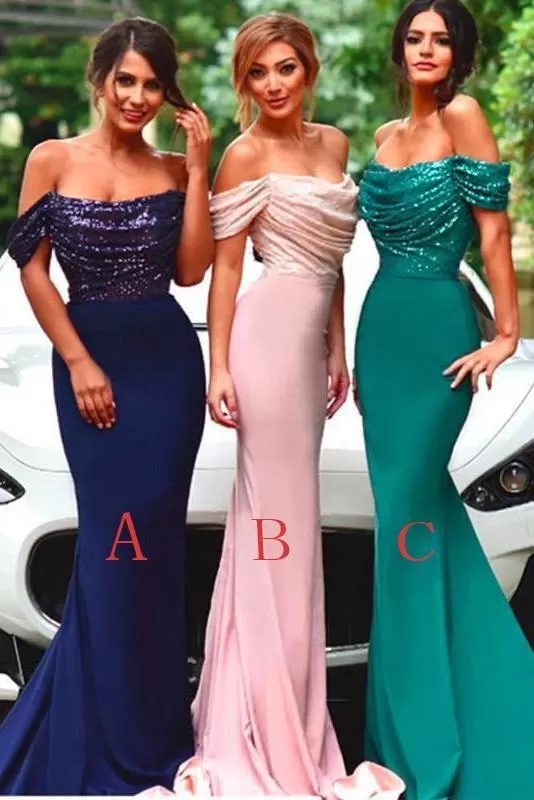 Royal Blue Mermaid Sequin Long Chic Bridesmaid Dress