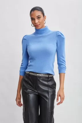 Ruched Sleeve Cashmere Wool Sweater