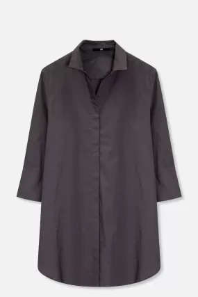 SARLA LONG BUTTON DOWN SHIRT IN ITALIAN STRETCH POPLIN