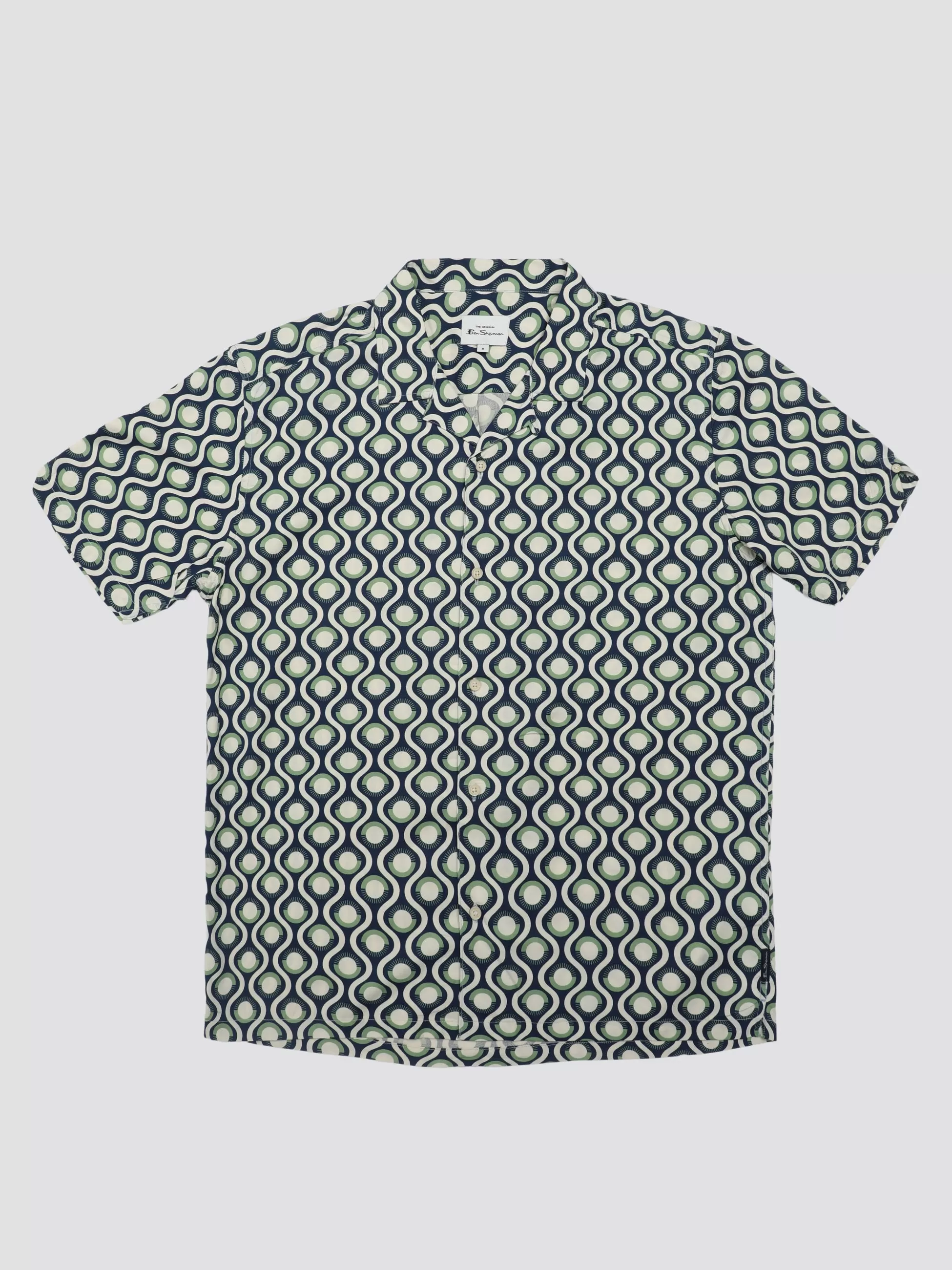 Signature Retro Geo Print Shirt - Grass Green