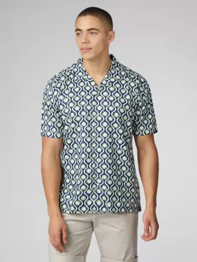 Signature Retro Geo Print Shirt - Grass Green