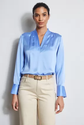 Silk Satin Contour Neck Shirt