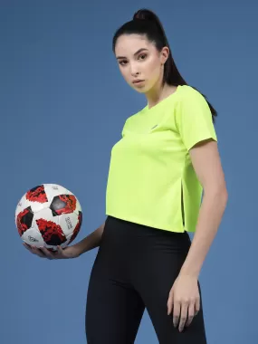 Solid Half Sleeves Round Neck Loose Fit Women Active Wear Crop Top