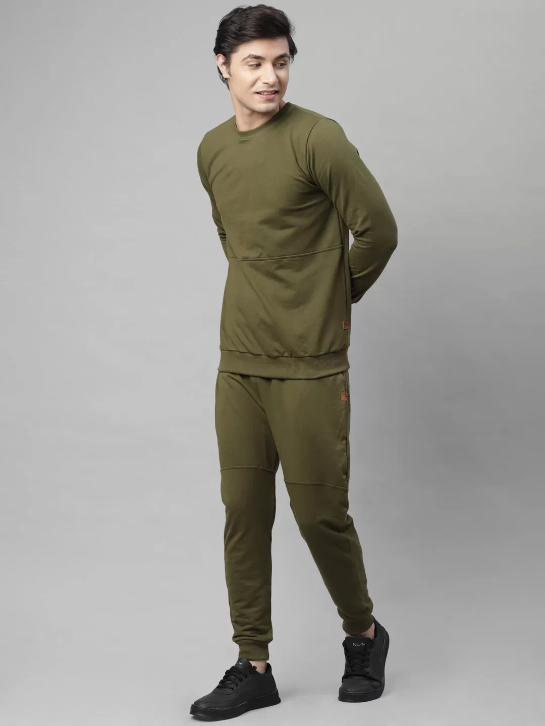 Solid Round Neck Terry Track Suit