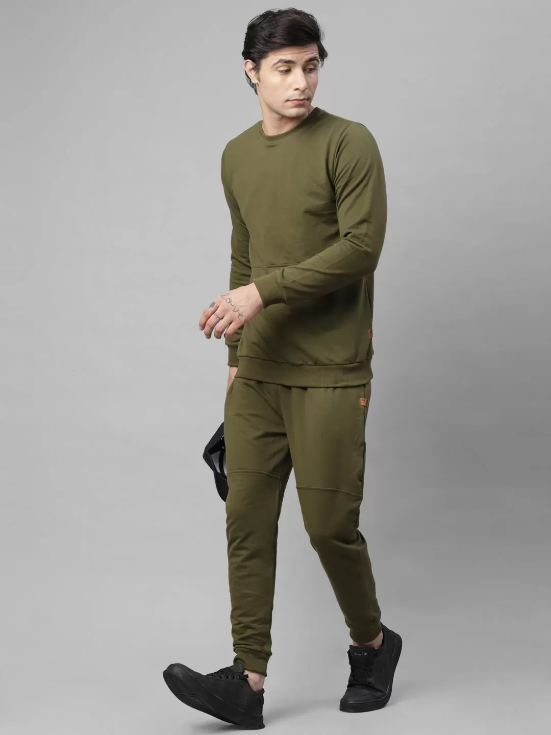 Solid Round Neck Terry Track Suit