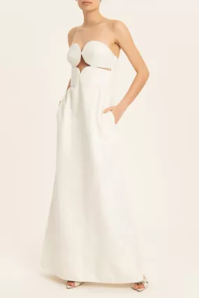 Solid Strapless Matelasse Long Dress