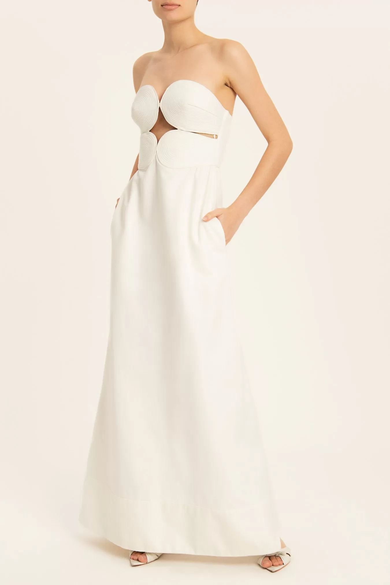 Solid Strapless Matelasse Long Dress