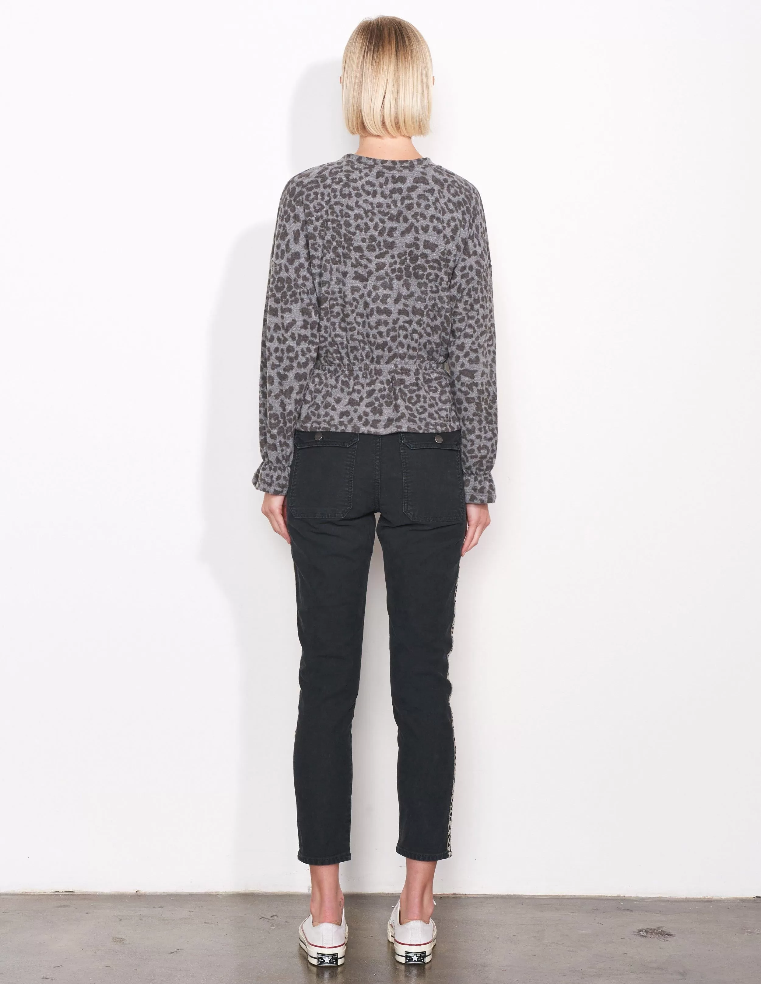 Sundry Leopard Peplum Sweater