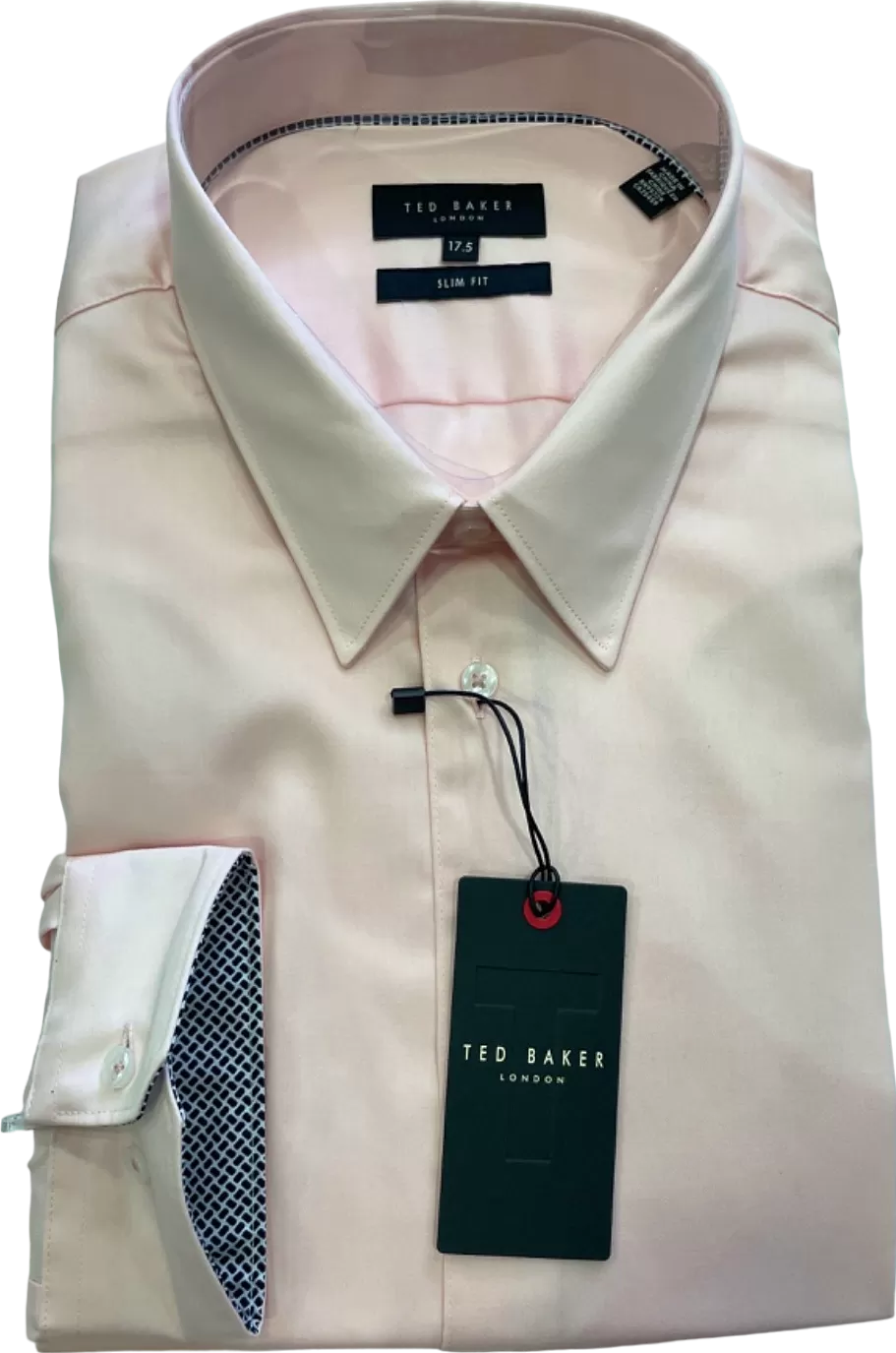 Ted Baker Maelor Core Long Sleeve Slim Fit Shirt Pale Pink UK 17.5" Neck