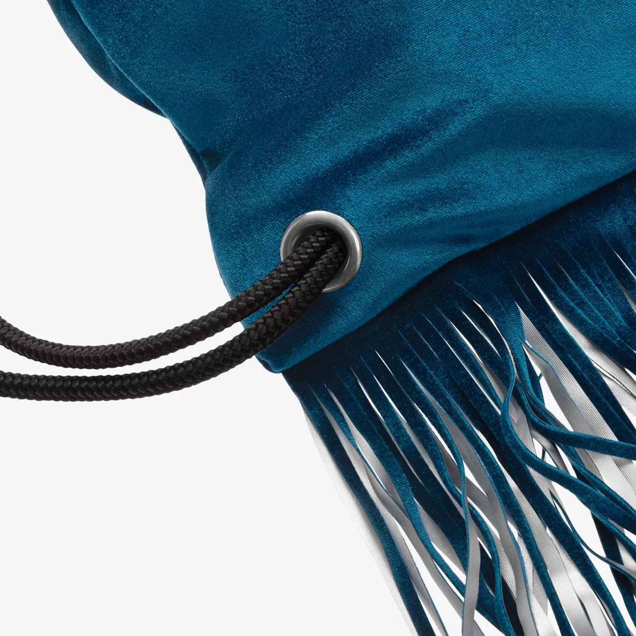 Velvet Fringe Backpack "Hamptons Blue" with silver elements