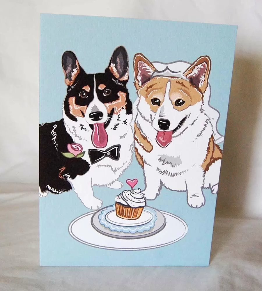 Wedding Corgis Greeting Card