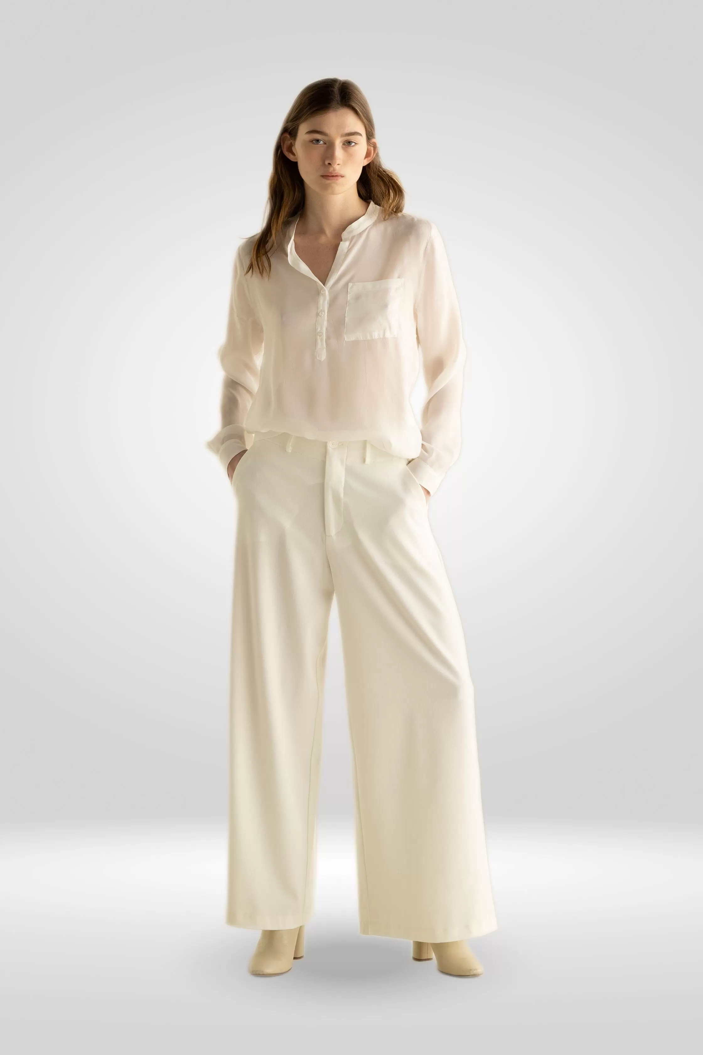 Wide-Leg Bi-Stretch Gabardine Pants Garment Dyed 07N0 3961