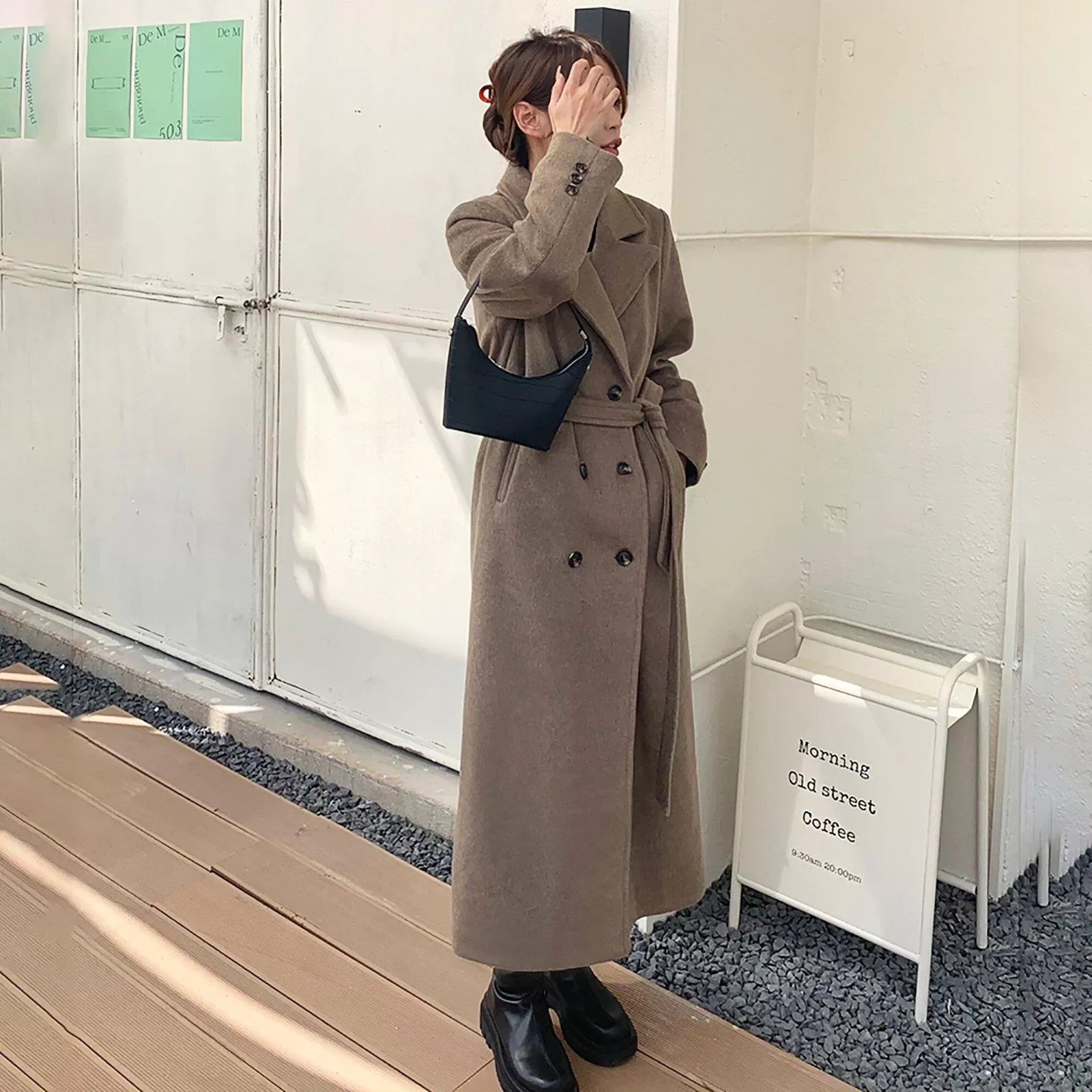 Women Long Maxi Wool Coat,Coffee Wool Long Coat,Black Full length Wool overcoat,Winter Coat women,Thicken Woolen Coat,Plus Size Reefer Coat