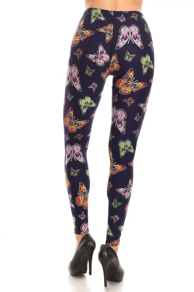 Women's Regular Colorful Butterfly Insect Pattern Printed Leggings