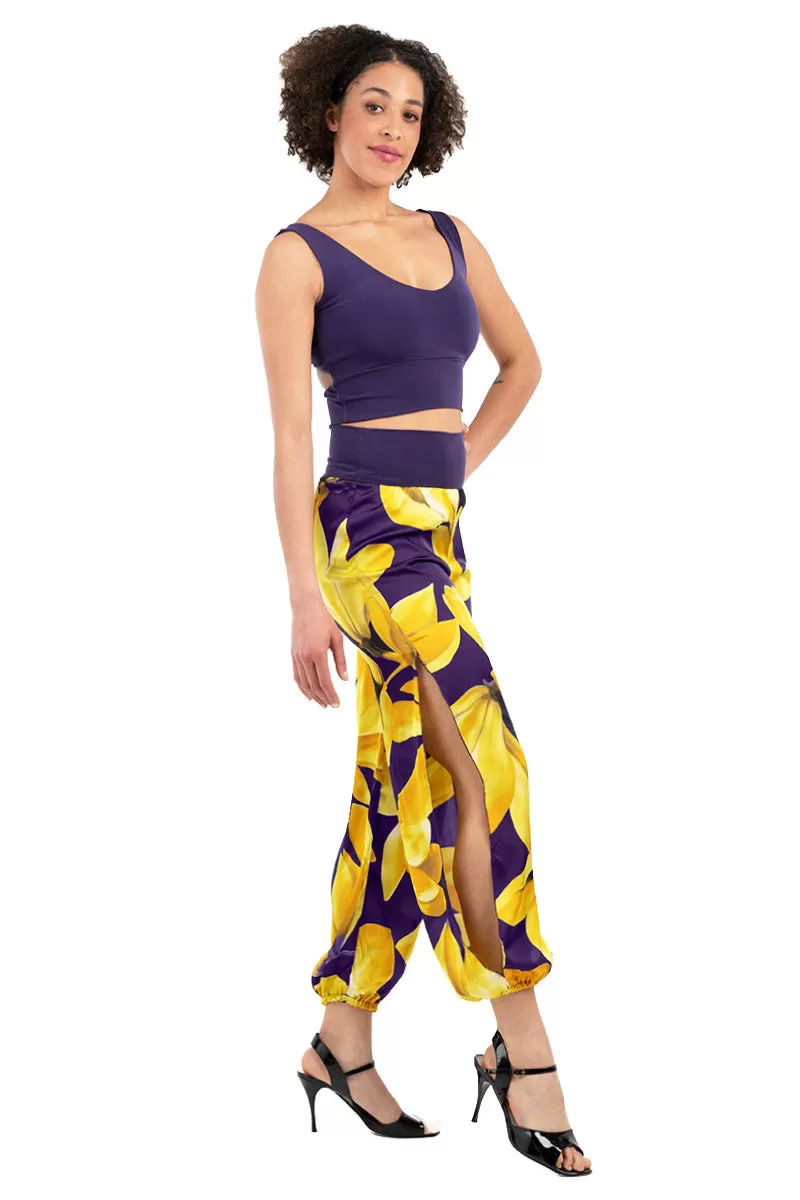 Yellow Floral Gathered Tango Pants