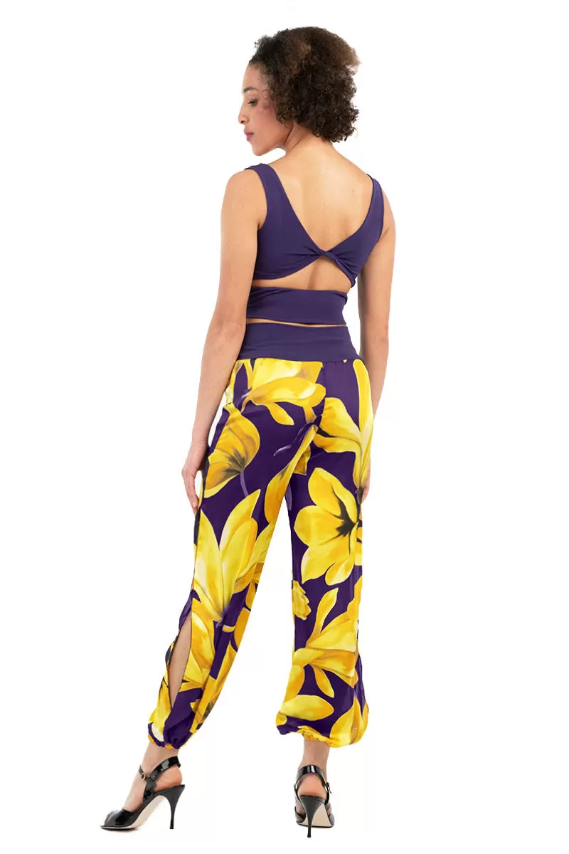 Yellow Floral Gathered Tango Pants